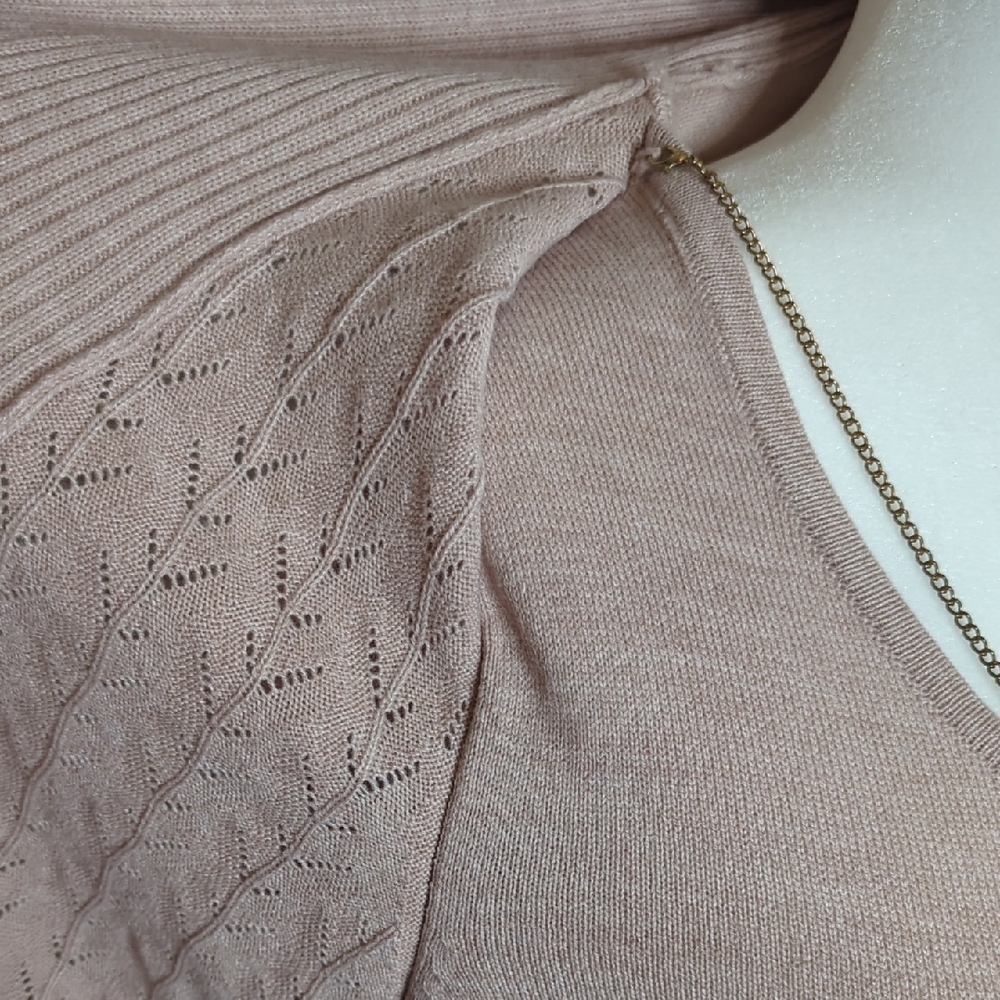 Briggs Dusty Rose Open-Front Knit Cardigan with Tank Size 1X - Picture 4 of 12